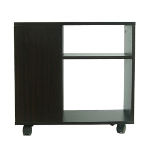 Black Walnut Wooden Occasional Tables Two Shelves Storage With Movable Wheels
