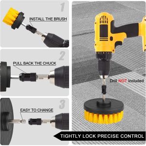 Drill Brush Attachment Cleaning Set All Purpose Medium Bristle Power Scrubber