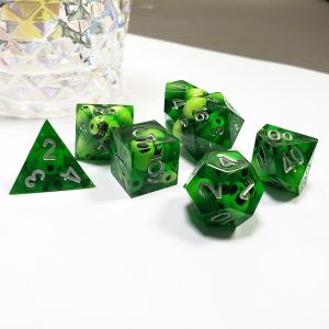 Green Crystal Skull Resin Boarding Dice Set Dragon and Dungeon