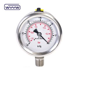 Black Steel and Glass Material Vacuum Pressure Gauge 1.5 quot to 6 quot Dial Size 0.1-2.4Mpa Pressure Range Various Connection Sizes
