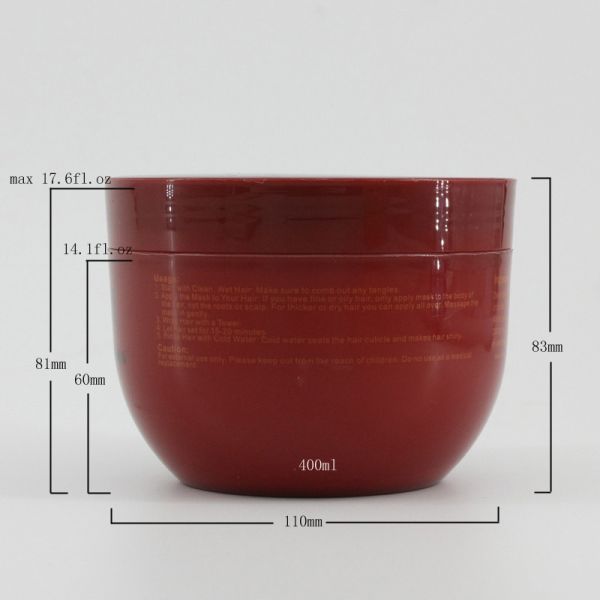 400g Red PET Body Scrub Jar Bowl Shape 500ml Plastic Jar