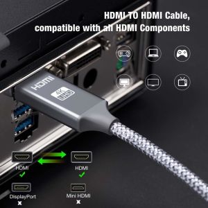 6.6 Ft 4K UHD HDMI Cables High Speed 18Gbps Ethernet 28AWG Braided HDMI Cord
