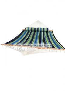 China Woven Quilted Fabric Hammock With Pillow Long Bolster Green Blue White Stripe on sale