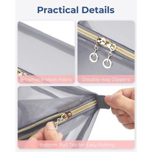 Portable Large Black Mesh Cosmetic Bag Open Flat Organizer Travel Bag For Men