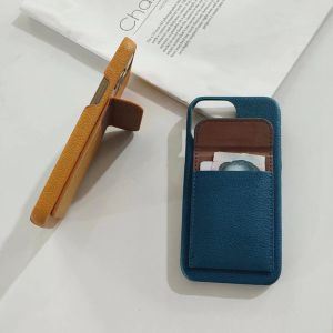 Handcrafted Leather Card Holder Phone Case with Shockproof Feature and Luxury