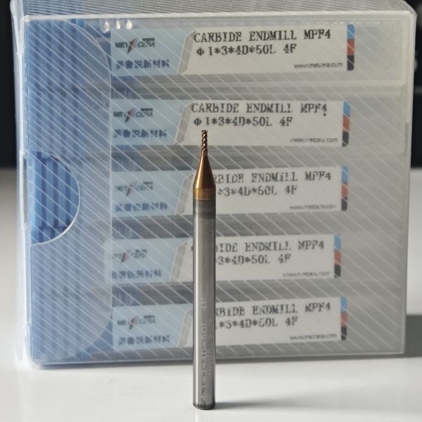 MPF4 Solid Carbide 4 Flutes Flat End Mill 1mm for Cutting Carbon Steel