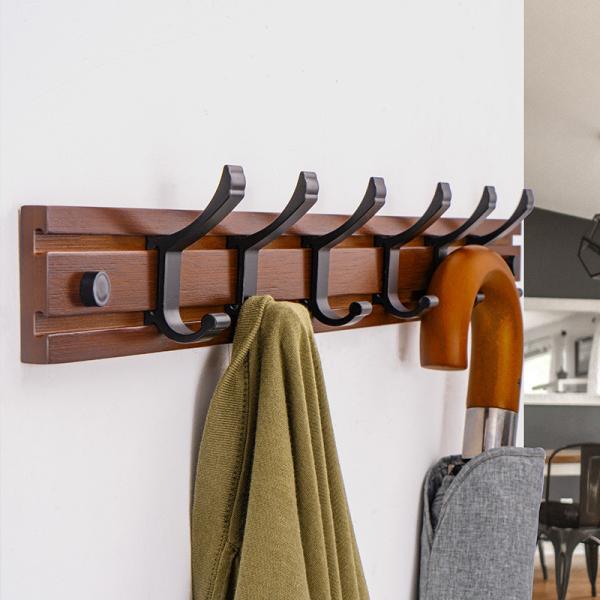 Quality Coat Hat Hanger for Wall Organized and Storage with Movable Hooks Bamboo Sundries Rack wholesale