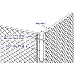 Polished Silver Aluminum Chain Link Fence Bullet Caps 2.56''X3.74'' Easy Install