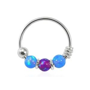China Dia 8mm Hoop Nose Piercing , White Gold Nose Ring With 3 Pieces Opal Stones ODM on sale