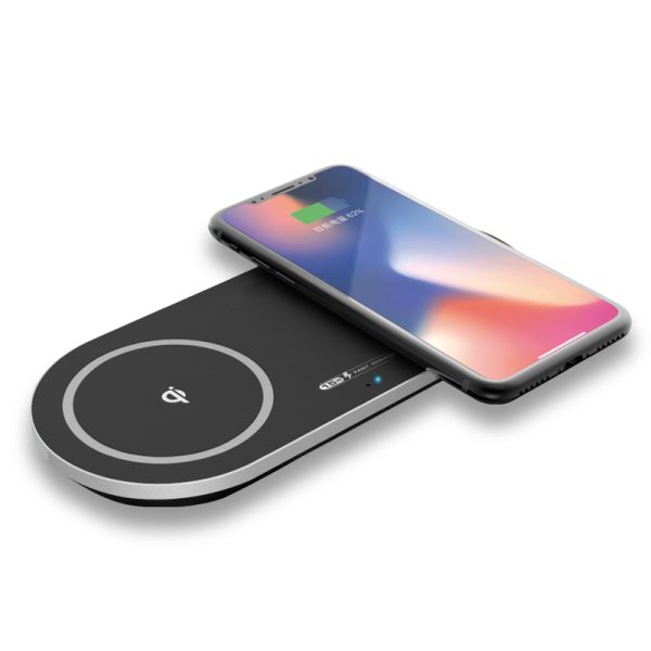 2018 Wirelles iq charger big uk 7.5W/10W fast qi wireless charger charging dual pad muliport for iphone 8/8plus/x