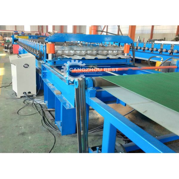 Trapezoidal Metal Roofing Sheet Roll Forming Machine , Iron Sheet Making Machine