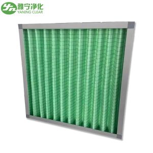 Flat Type Green Bag Air Filters With Double Sided Metal Mesh Folding