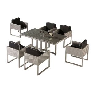 China 6pcs Garden outdoor patio wicker rattan plastic resin dining furniture set with armchairs and table---8195 on sale