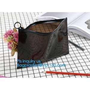 slider zip lock black zip lock bag, nylon zipper pouch travel toiletry makeup