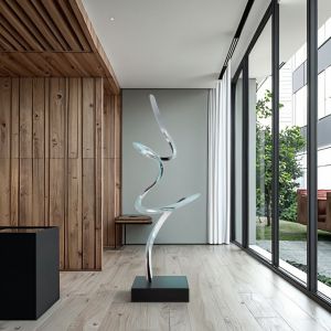 Mirror Polished Modern Abstract Metal Art Sculpture Elegant Luxury Decor for