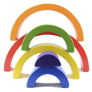 4.5cm Wooden Blocks Toys Arched Stacking Rainbow Blocks