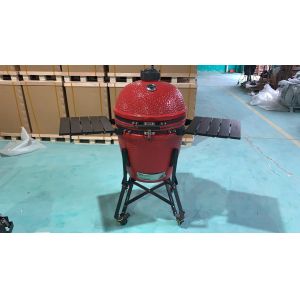 Ceramic Pizza Charcoal Kamado Grill Bamboo Shelves And Handle