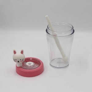 China Kid Cartoon Plastic Tritan Straw Bottle Portable And Eco Friendly on sale