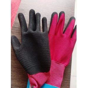 latex  coated  work  gloves   13  gauge  U3  polyester  coated with   latex  sandy  finish    safety work gloves