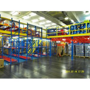 Powder Coat Steel Rack Supported Mezzanine For Distribution Center