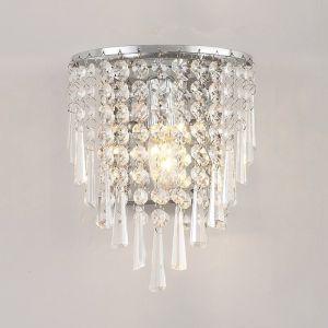 Modern Led Crystal Wall Lamp Tricolor Light Bedside Lamp silver wall light(WH-OR