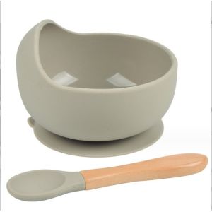 Non-Spill Waterproof Silicone Baby Feeding Bowl with Food Grade Spoon and Spoon