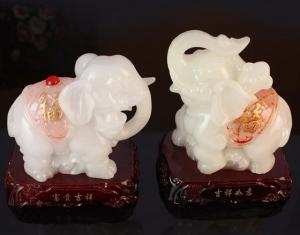 Cheap Imitation jade prosperous lucky elephant for resin crafts gifts for sale