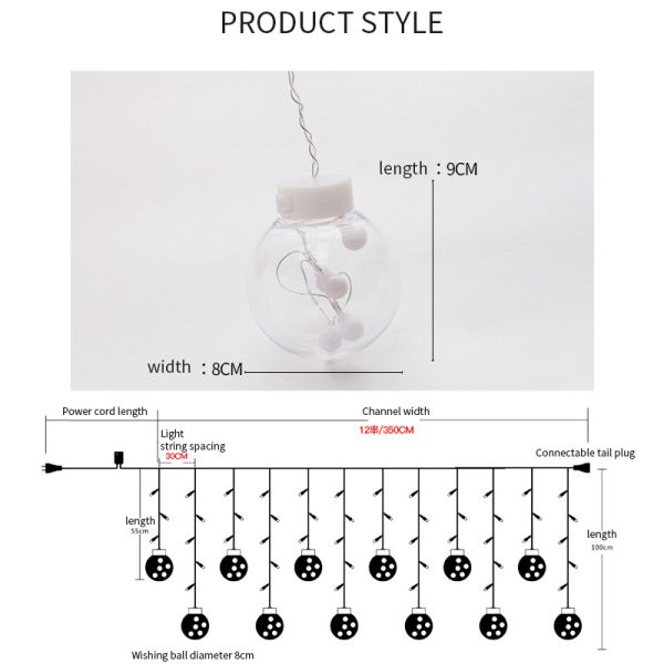 LED Wishing Ball Curtain String Lights Fairy Garland Lights Window Bedroom Wedding New Year Christmas Festival Decoratio