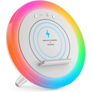 10W Multicolor Wireless Charging Night Light With Bluetooth Speaker
