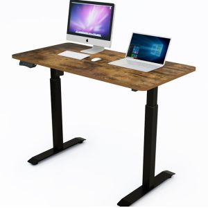 China Elevate Your Work Experience with a Motorized Standing Desk in Brown Wood Grain Panel on sale