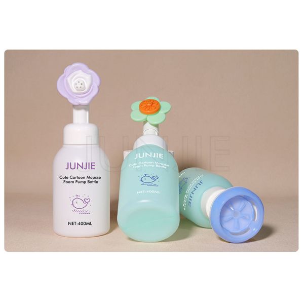 High Quality 400ml PE Plastic Hand Wash Bottles Cute Flower Shape Liquid Soap Dispenser Face Clean Foam Bottle
