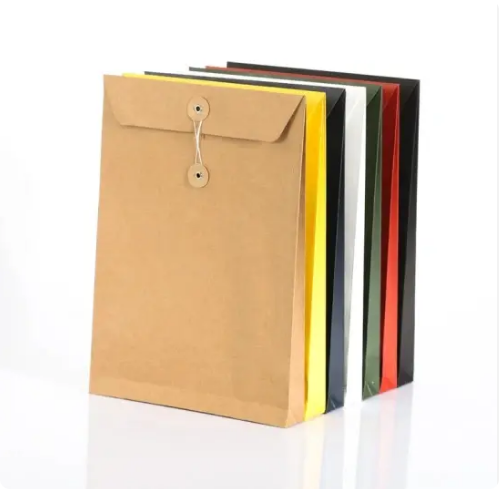 Multi Color Twine Tie Kraft Paper Envelope Button Closure Durable Eco Friendly