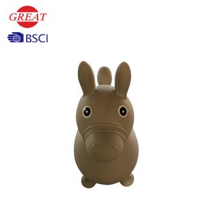 Brown Donkey Hoppe With Inflatable Pump , EU Standard Bouncy Animal Toy
