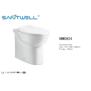 Chaozhou Popular Models Round P trap Washdown Rimless WC Back To Wall Toilet