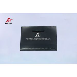 Durable Cardboard Art Paper Bags Dark Blue Handle Strong Top And Bottom