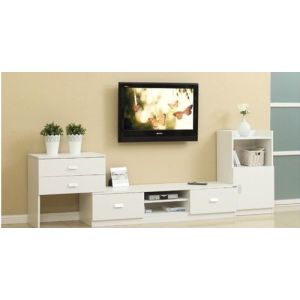 Beautiful PVC Edge Tape Light Wood TV Stand , Simple Style Solid Wood TV Console