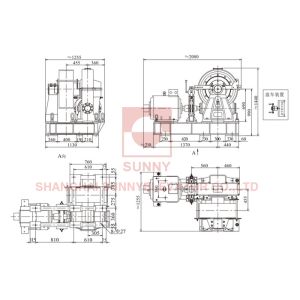 8 Pole Elevator Geared Traction Machine With VVVF Control For Lift Part