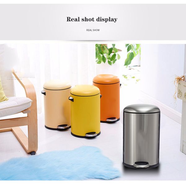 Bathroom Clamshell Pedal Trash Can Stainless Steel Trash Can With Foot Pedal