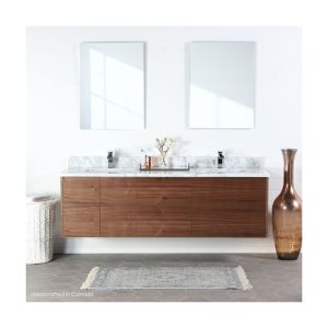 Simple Wood Grain Bathroom Vanity with Wall Mounted Double Sink and Basin