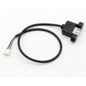 Custom Screw Locking Stud Female Panel Mount USB 2.0 Type A to JST XH PH SH