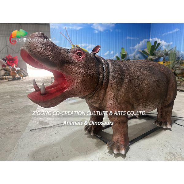 Realistic Animatronic Animals Simulated Hippo For Zoo Park Decoration