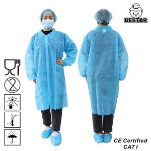 35gsm Cleanroom PP Disposable Lab Coat Visitor Gown