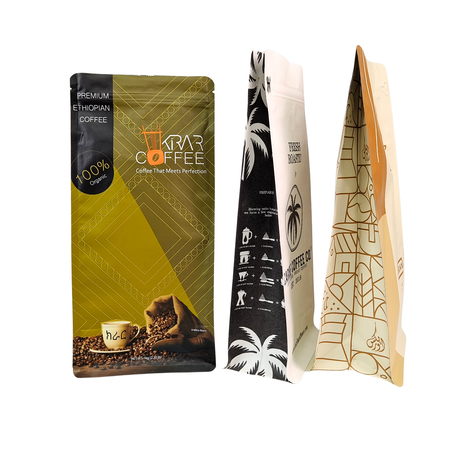 Custom Stand Up Zipper Coffee Bean Bag with Valve