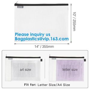 Zipper Bag/File bag/Document bag,PP/ PVC plastic clear file bag with zipperA3 A4