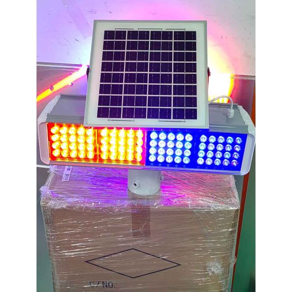 Traffic Warning Light Solar Powered Portable Red Blue Strobe Light