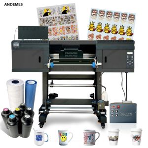 A1 60cm Uv Dtf Printer CMYK + White Varnish Ink Roll To Roll Sticker Printing