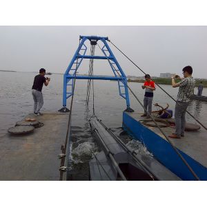 Cheap The cutter suction dredger with a blue color is designed to dig to a depth of nine meters for sale