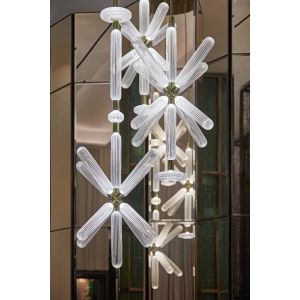 Custom Large LED Chandelier Lamp Vintage Style Iron Metal Pendants Glass