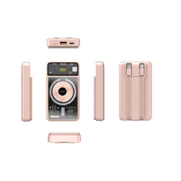 10000mAh Multi Device Power Bank Wireless Charging Built In Cable For IPhone /