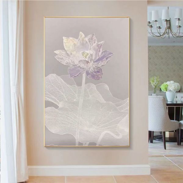 Modern Textured Canvas Oil Painting 6 Color Print Method Hand Painted Flower Picture for Living Room Art Relief Painting